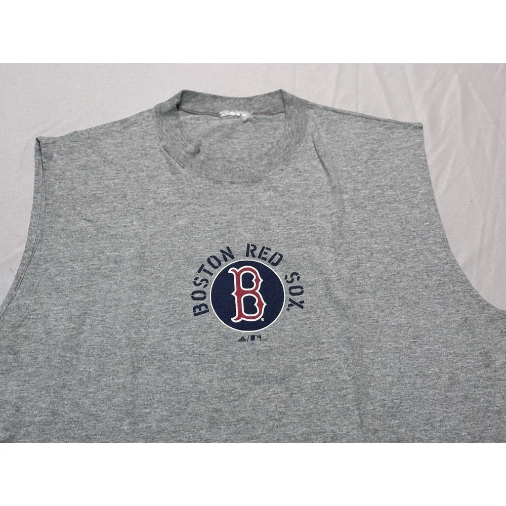 Men's Vintage Adidas‎ Boston Red Sox Sleeveless Grey Shirt Size 2XL